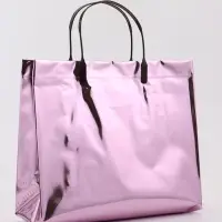 Пакет подарочный ПВХ, голография, розовый, пластиковая ручка, 26&times;22.5&times;10 см