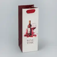 Пакет подарочный под бутылку, упаковка, &laquo;Время винишка&raquo;, 9 х 25 х 8.5 см