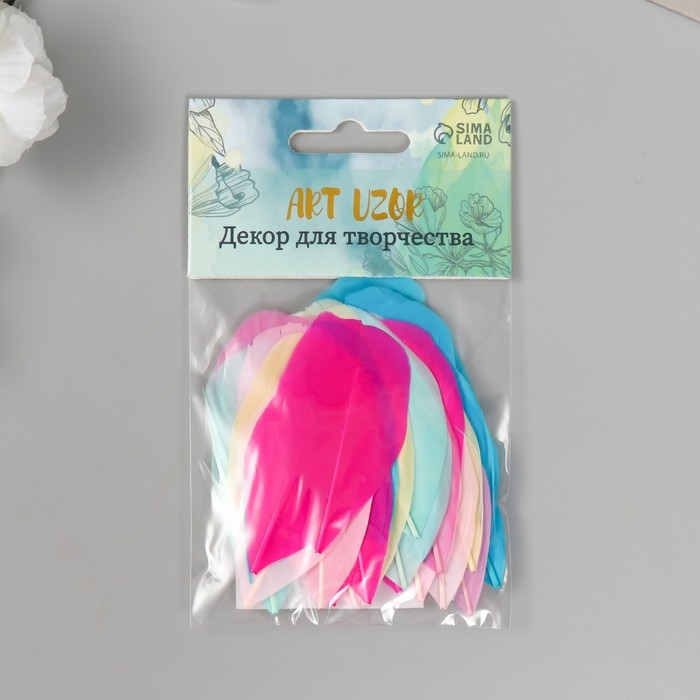 Перо декоративное гусиное "Макарун" в форме листа набор 40 шт h=5-7 см