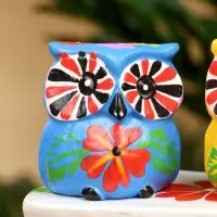 Сувенир "Пара совят" дерево 14х7х9 см, цв. жёлтый/синий