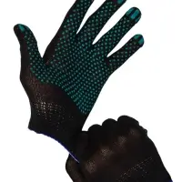 Перчатки садовые, хб, вязка 10 класс, 3 нити, размер 9, с ПВХ точками, чёрные