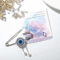 Булавка-оберег &laquo;От сглаза&raquo; глаз с подвесками, 5 см, цвет бело-синий в серебре