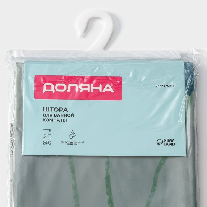 Штора для ванной Доляна &laquo;Синие маки&raquo;, 180&times;180 см, EVA