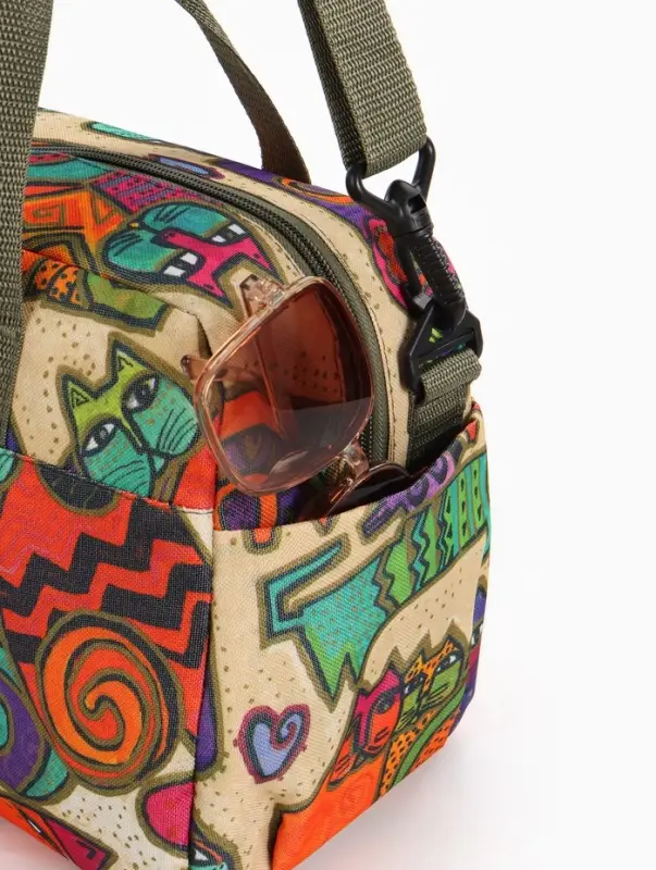 Сумка дорожная на молнии, наружные карманы, длинный ремень, разноцветная