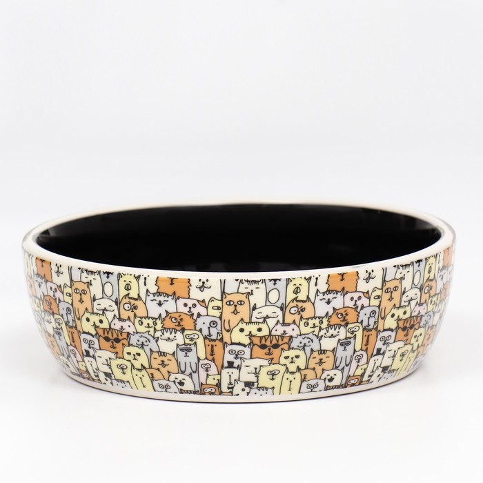 Миска керамическая "Графичная Собаки" 300мл, 12 х 3,5 см, бежево-черная