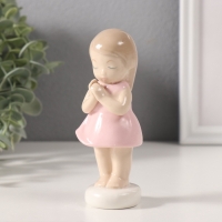 Сувенир керамика "Малышка скромница в розовом платьице" 4х5х12 см