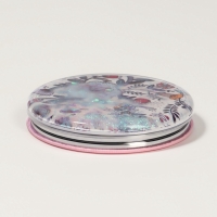 Зеркало складное &laquo;Цветы&raquo;, d = 7,2 см, с увеличением, цвет белый/фиолетовый