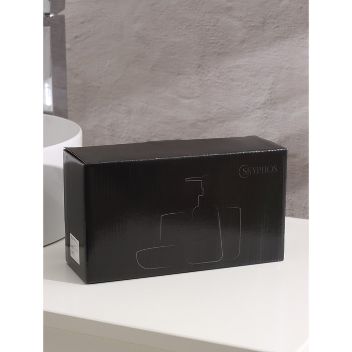 Набор для ванной &laquo;Молния&raquo;, 4 предмета (мыльница, дозатор для мыла 390 мл, 2 стакана), цвет чёрный