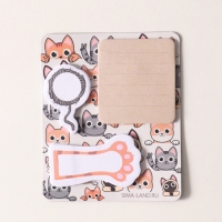 Магнит с блоком для записей и стикерами "Котики" 10х12 см