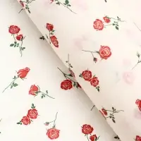 Бумага упаковочная тишью, &laquo;Садовые розы&raquo;, кремовый, 50 см &times; 70 см 17 грамм