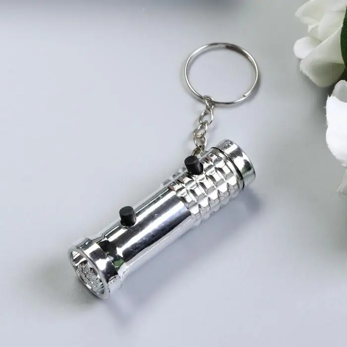 Фонарик брелок для ключей на кольце &laquo;Серебряный&raquo;, 5.7&times;1.5&times;1.5 см