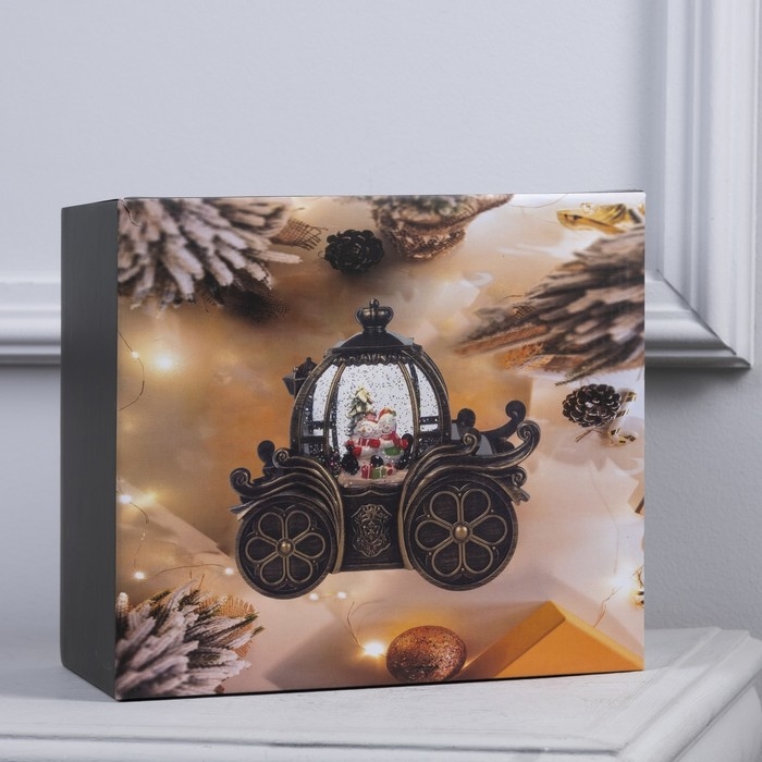 Светодиодная фигура &laquo;Карета с Дедом Морозом&raquo; 20 &times; 18.5 &times; 11 см, пластик, батарейки ААх3 (не в комплекте), USB, свечение тёплое белое