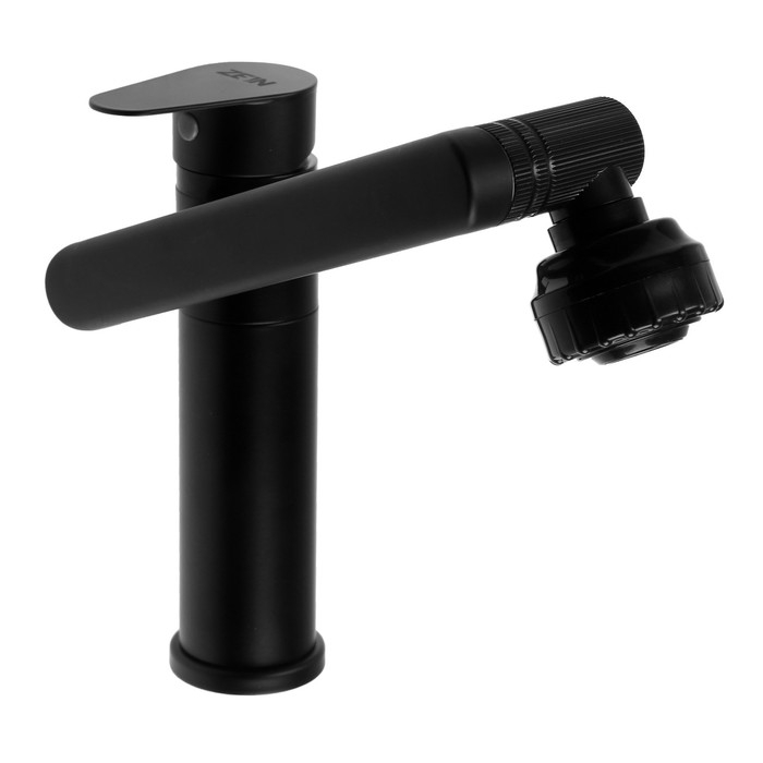 Смеситель для раковины ZEIN Z3509, поворотный излив 360&deg;, картридж 35 мм, латунь, черный