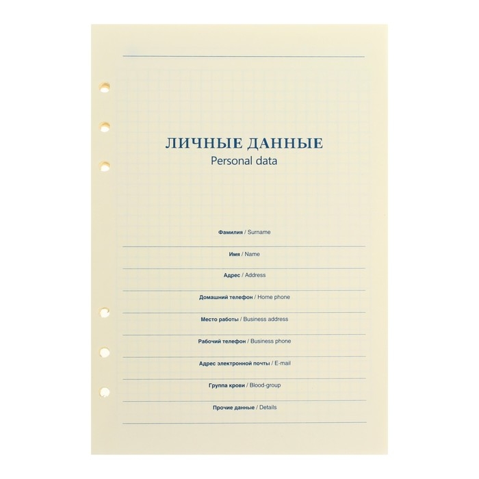 Сменный блок для органайзера А5, 80 листов в клетку, тонированный "Кремовый"