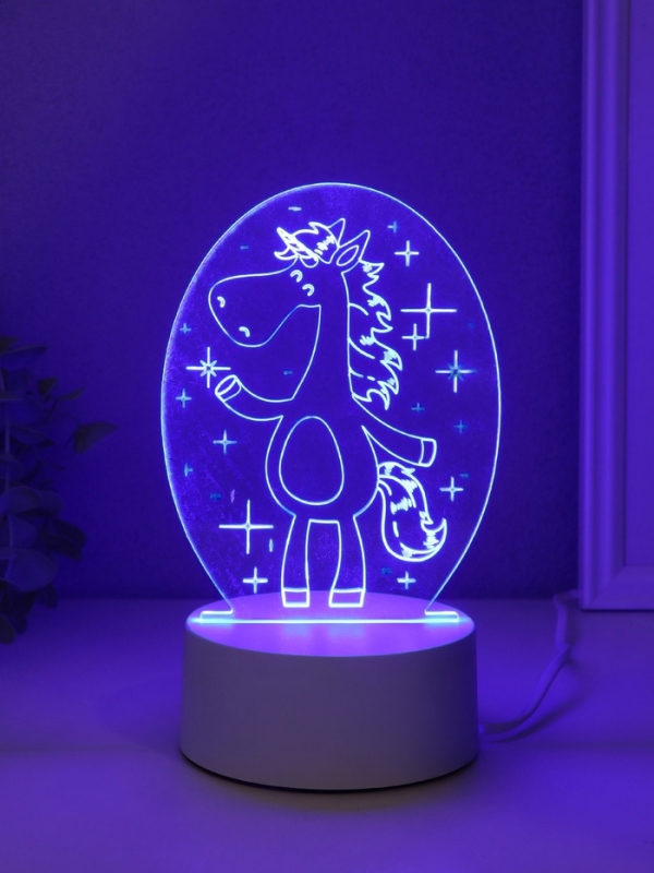 Светильник "Забавная лошадка" LED RGB от сети RISALUX 9,5х11,5х16 см