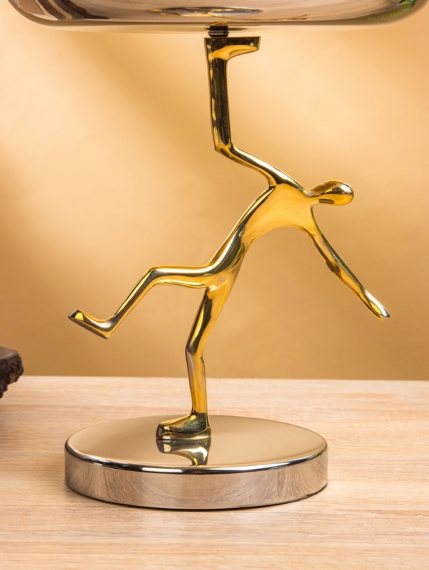 Чаша "Человек" 17х17х20 см, нержавеющая сталь, латунь, цв. серебро