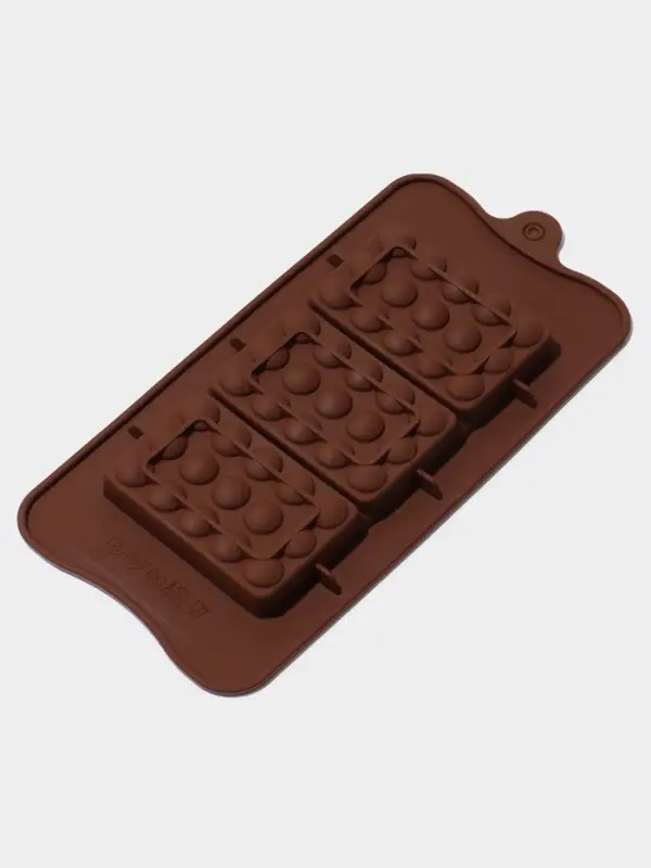 Форма для шоколада Доляна &laquo;Мини-шоколадки&raquo;, силикон, 22&times;11&times;1 см, 3 ячейки, коричневая
