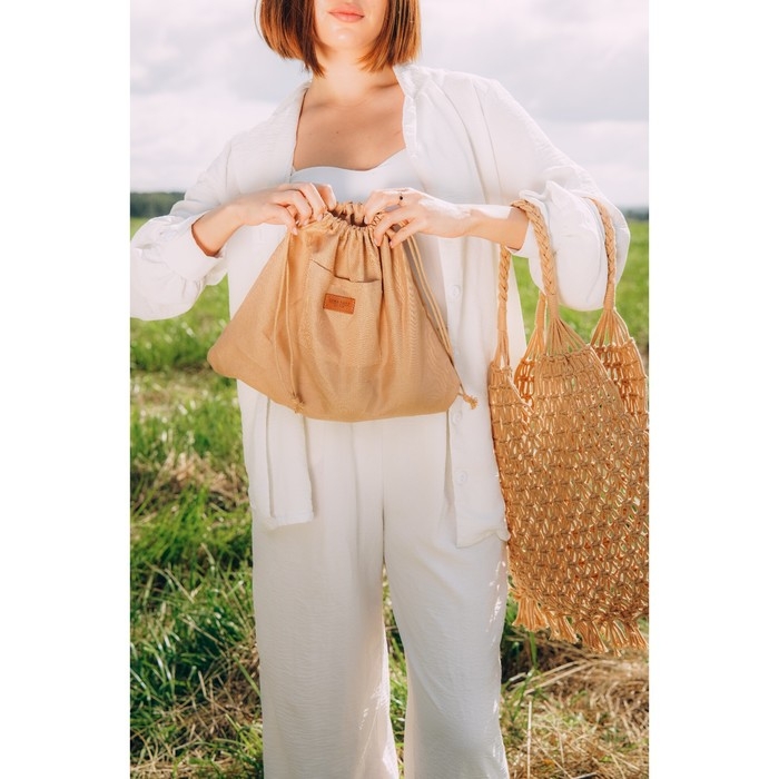 Сумка женская SL Home, ручное плетение, хлопок, длина ручек 15 см, 40&times;32 см