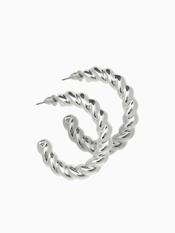 Набор серьги и каффы 9 шт. &laquo;Кольца&raquo; переплетение, цвет серебро