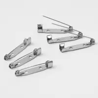 Основа для броши, 2 отверстия, 30 мм, 10 шт, цвет серебряный