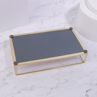 Органайзер для хранения &laquo;PINK RIPPLES&raquo;, стеклянный, 1 секция, 24 &times; 14 &times; 5 см, цвет прозрачный/медный/розовый