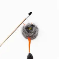 Дразнилка-удочка  из меха кролика "Монстрик" на деревянной палочке