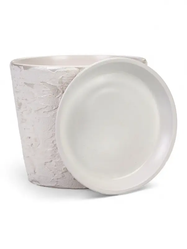 Горшок цветочный с поддоном 4,75 л, d22/h20 см белый керамика, "Венера" (М)