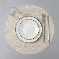 Салфетка сервировочная на стол &laquo;Листья&raquo;, d=38 см, цвет бежевый