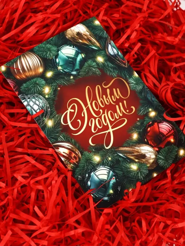 Подарочный пакет с наполнителем,лентой и гирляндой, 20 &times; 8 &times; 25 см