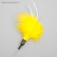 Дразнилка пуховая с 2 металлическими бубенчиками и двойной ручкой(жёсткая/гибкая),57 см,микс