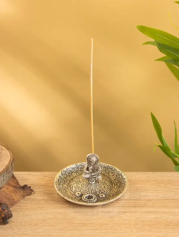 Подставка под благовония "Будда в позе лотоса" алюминий 11х11х7 см