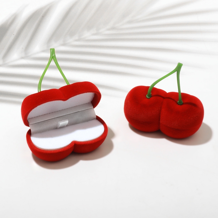 Футляр бархатный под серьги/кольца &laquo;Вишня&raquo;, 7&times;7, цвет красный, вставка белая