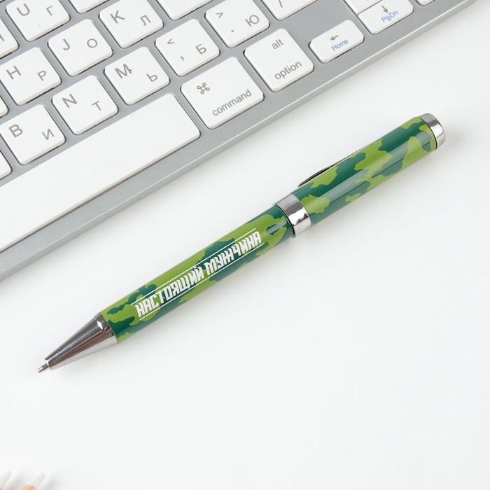 Ручка подарочная в открытке &laquo;Настоящему герою. 23 февраля&raquo;, металл, синяя паста