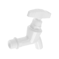 Кран водоразборный ZEIN, 1/2", ручка "лодочка", PP, кран-букса червячная, белый