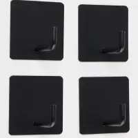 Набор крючков металлических на липучке 4 шт, квадрат, цвет черный