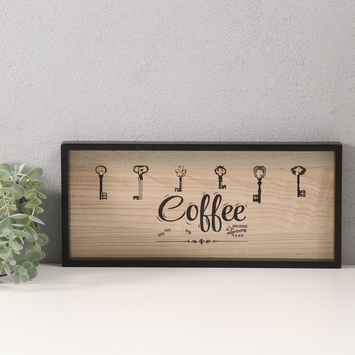 Крючки декоративные дерево Крючки декоративные дерево "Утро начинается с кофе" 3х36,5х16,4 см