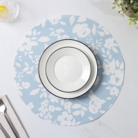 Салфетки сервировочные на стол Доляна &laquo;Акварель. Круг&raquo;, 4 шт, d=38 см, цвет голубой