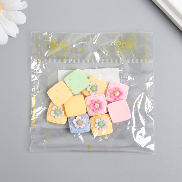 Декор для творчества пластик "Цветочек в квадратике" набор 10 шт