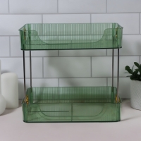 Органайзер для хранения, с ручками, 2 секции, 31 &times; 20 &times; 29 см, цвет зелёный/золотистый