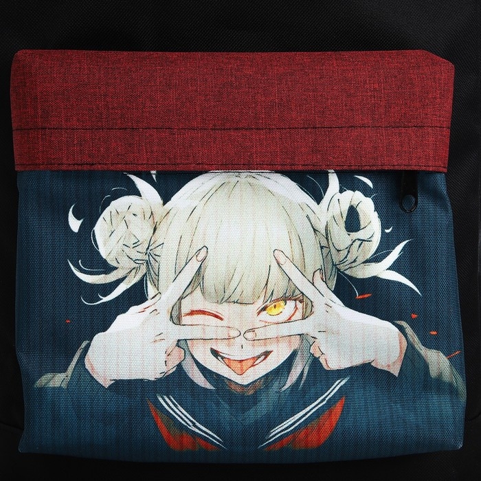 Рюкзак школьный молодёжный &laquo;Аниме&raquo;, 33х13х37, отдел на молнии, н/карман, чёрный, красный