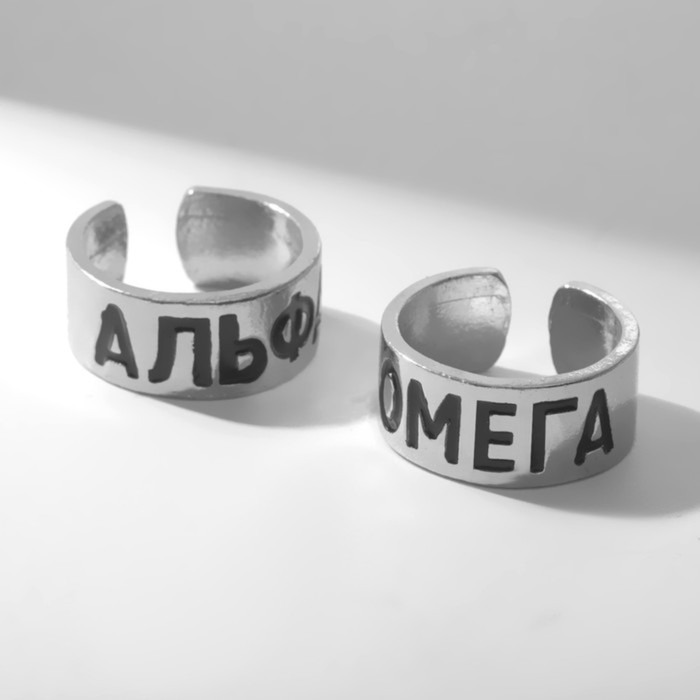 Набор колец 2 штуки &laquo;Неразлучники&raquo; альфа и омега, цвет серебро, безразмерное