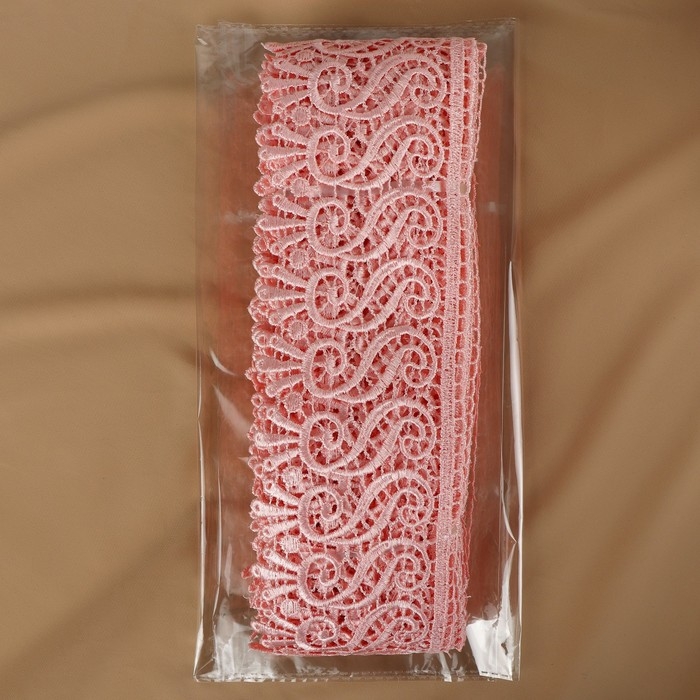 Кружево гипюровое, 94 мм &times; 11 &plusmn; 1 м, цвет нежно-розовый