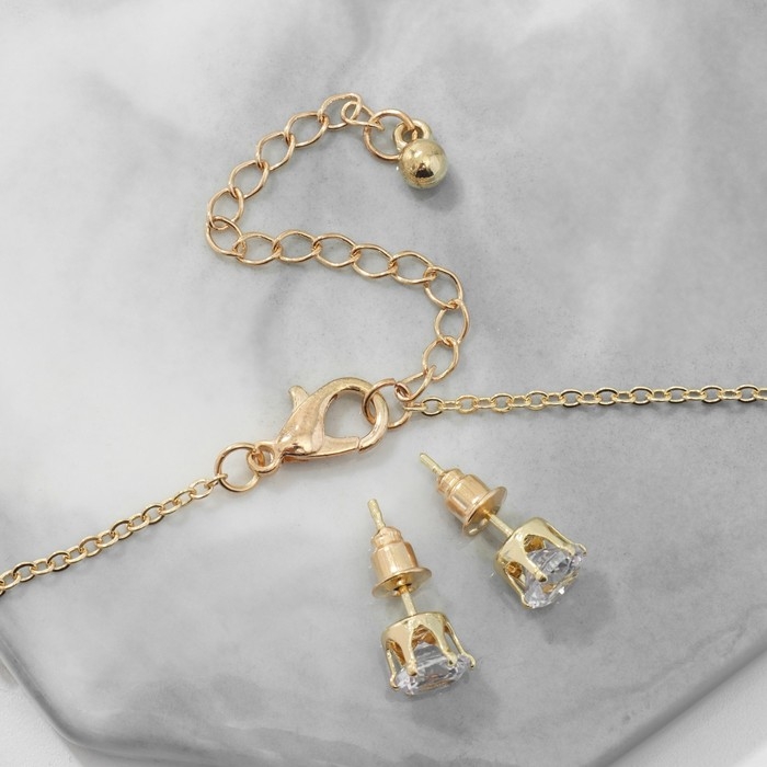 Гарнитур 2 предмета: серьги, кулон &laquo;Медведь&raquo; на лапе, цвет белый золоте, 40 см