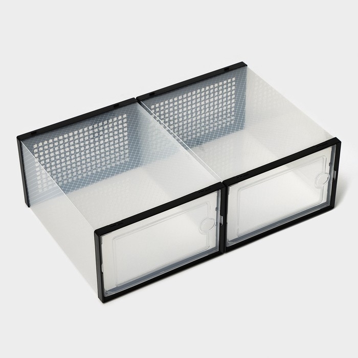 Коробка для хранения обуви с дверцей Доляна Large size, 26&times;33,5&times;16,5 см, 2 шт