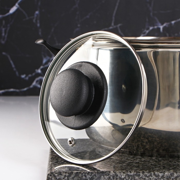 Крышка стеклянная для сковороды и кастрюли &laquo;Доляна&raquo;, d=14 см, нержавеющий обод, пластиковая ручка