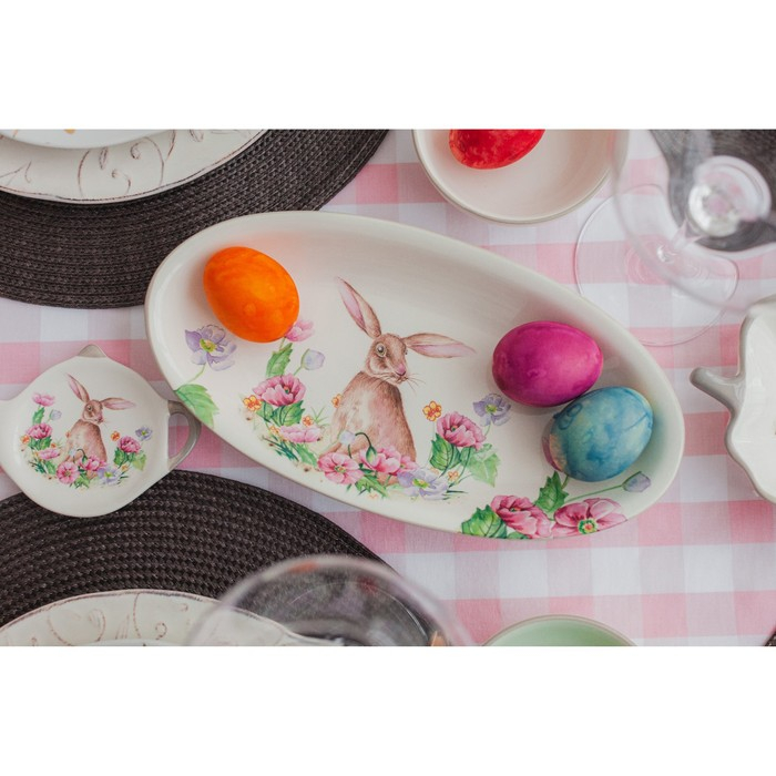 Блюдо Доляна &laquo;Зайка&raquo;, 28&times;14,5&times;3,5 см, цвет белый