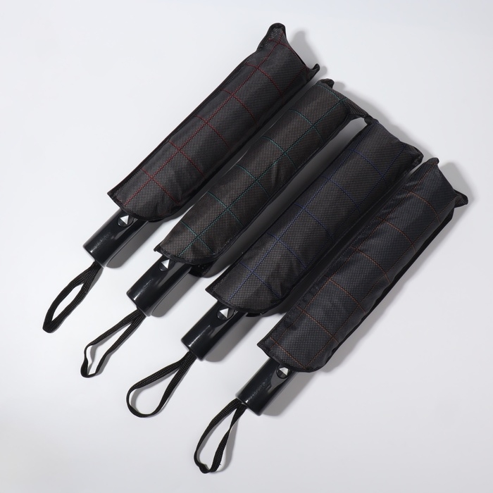 Зонт полуавтоматический &laquo;Клетка&raquo;, эпонж, 3 сложения, 8 спиц, R = 48/55 см, D = 110 см, цвет МИКС