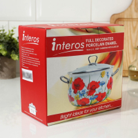 Кастрюля эмалированная &laquo;Пион&raquo;, 2.1 л, стеклянная крышка, индукция