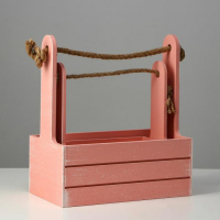 Набор кашпо деревянных 2 в 1 (25.5&times;15&times;30; 20&times;12&times;23) "Прованс", розовый