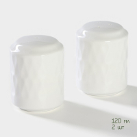 Набор керамический для специй на бамбуковой подставке BellaTenero &laquo;Герда&raquo;, 3 предмета: солонка 120 мл, перечница 120 мл, салфетница, цвет белый